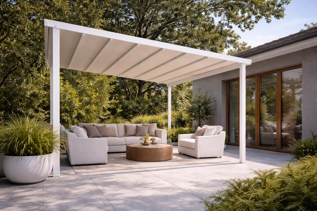 elegant patio with modern pergola